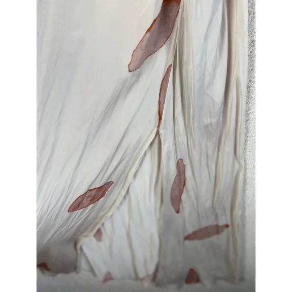 Here Now Sleeveless Spaghetti Strap Maxi Dress Cream Coral Leaf Size Small - Picture 7 of 8